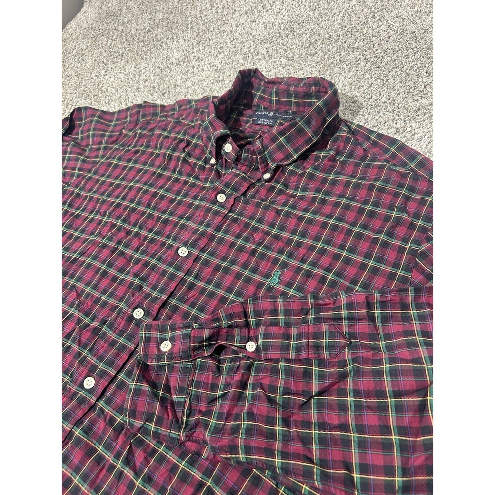 Ralph Lauren LS Shirt Men's Custom Fit Plaid‎ Size XXL Red Green Black